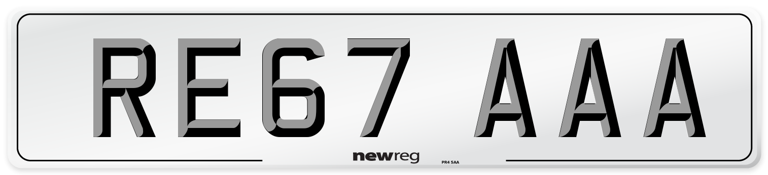 RE67 AAA Number Plate from New Reg